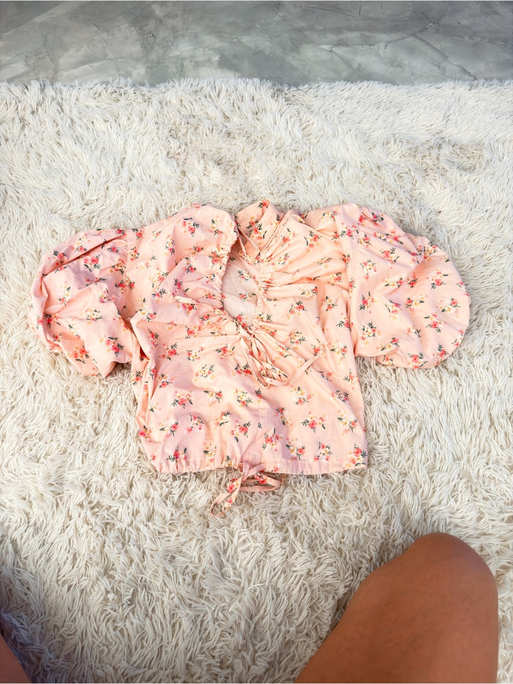 Anthropologie Pink Floral Puff Sleeve Blouse